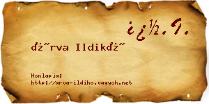 Árva Ildikó névjegykártya